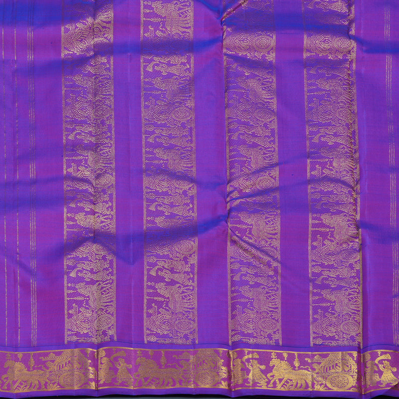 Hayagrivas Handloom Yellow Kanjivaram Silk Saree with Purple Border KBF11D5-2