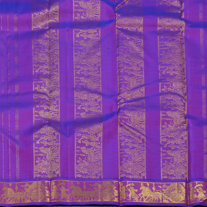 Hayagrivas Handloom Yellow Kanjivaram Silk Saree with Purple Border KBF11D5-2