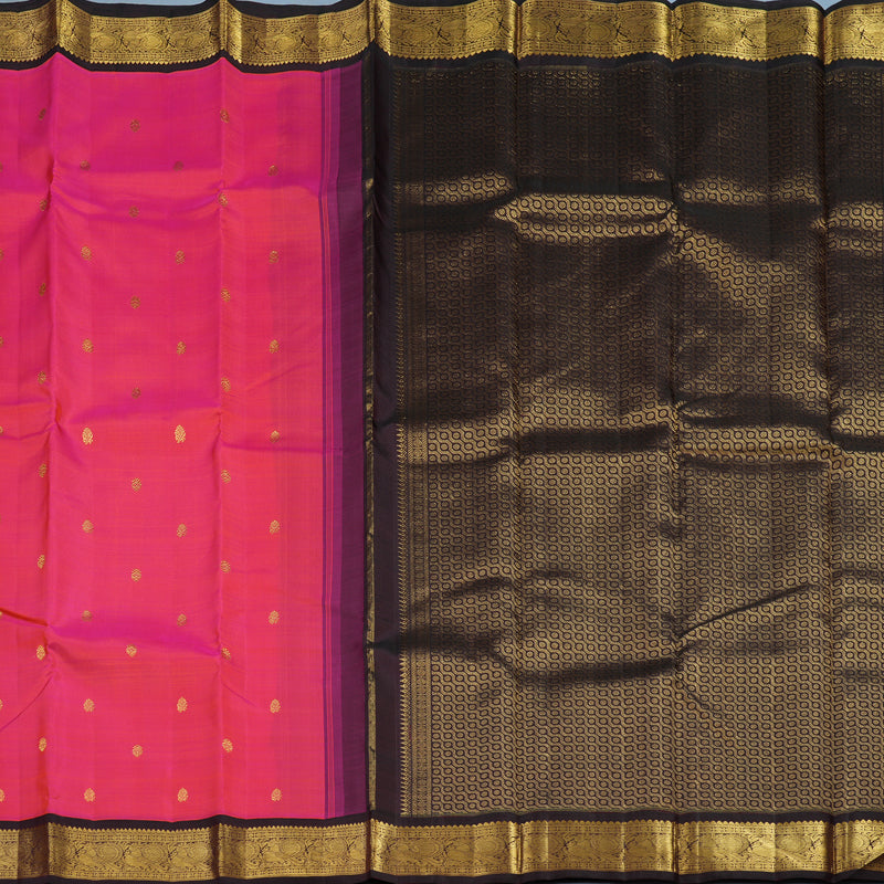 Hayagrivas Handloom Pink Kanjivaram Silk Saree with Kanchana Brown Border KBF11D6-2