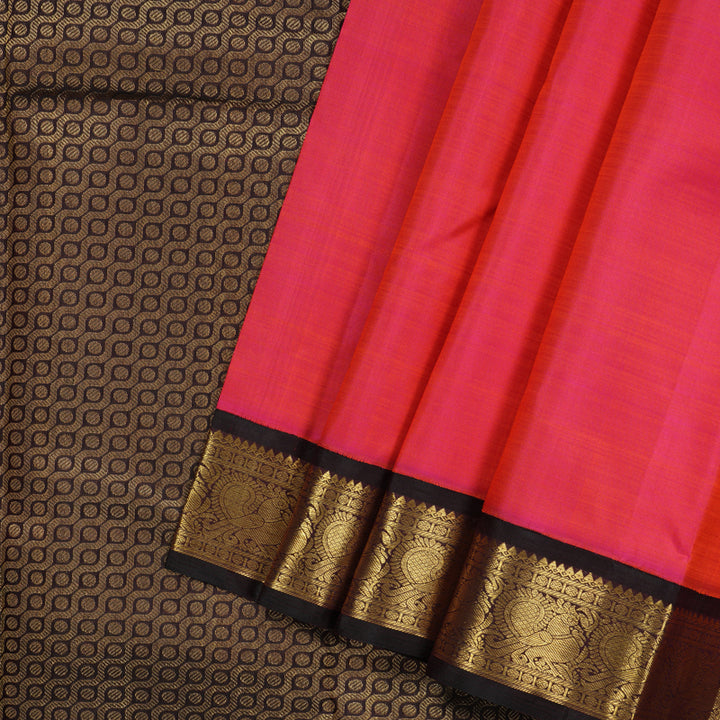 Hayagrivas Handloom Pink Kanjivaram Silk Saree with Kanchana Brown Border KBF11D6-2