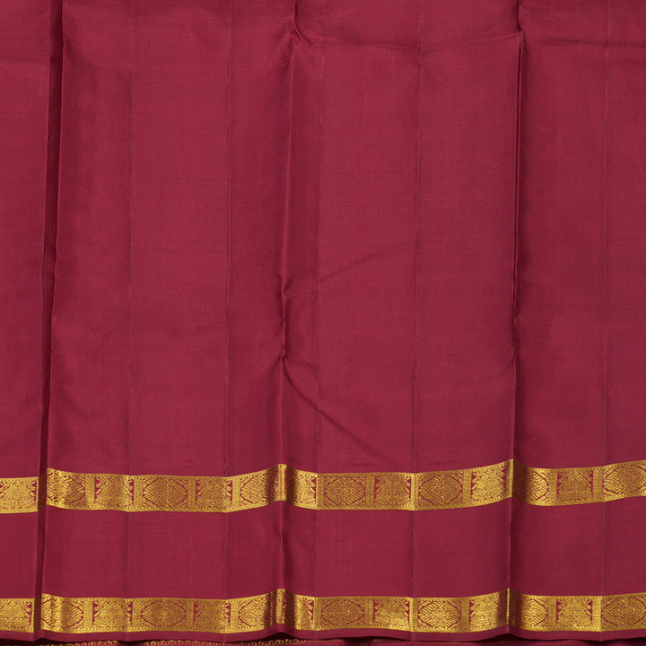 Hayagrivas Handloom Purplish-Blue Kanjivaram Silk Saree with Maroon Border KBF11D8-1