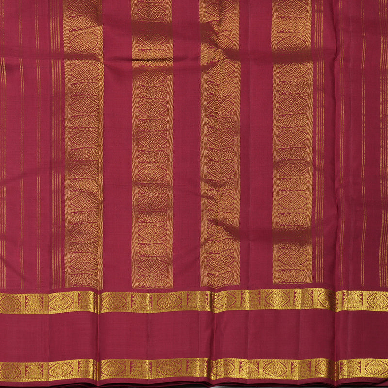Hayagrivas Handloom Purplish-Blue Kanjivaram Silk Saree with Maroon Border KBF11D8-1