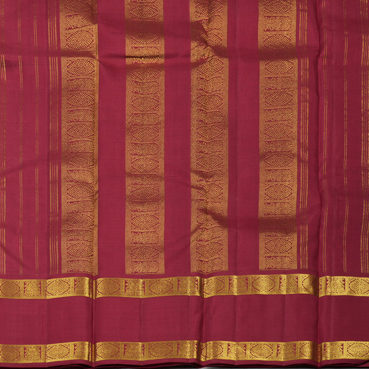 Hayagrivas Handloom Purplish-Blue Kanjivaram Silk Saree with Maroon Border KBF11D8-1
