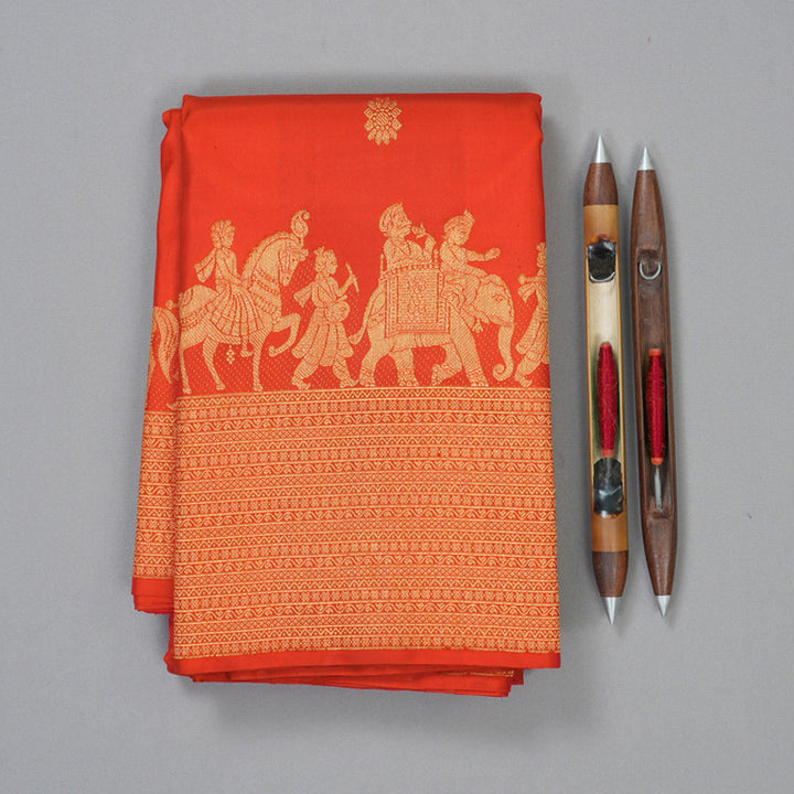 Hayagrivas Handloom Red Kanjivaram Silk Saree KBF120D4-1
