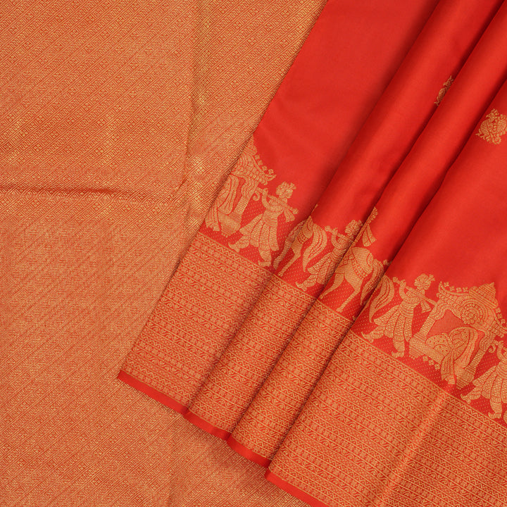 Hayagrivas Handloom Red Kanjivaram Silk Saree KBF120D4-1