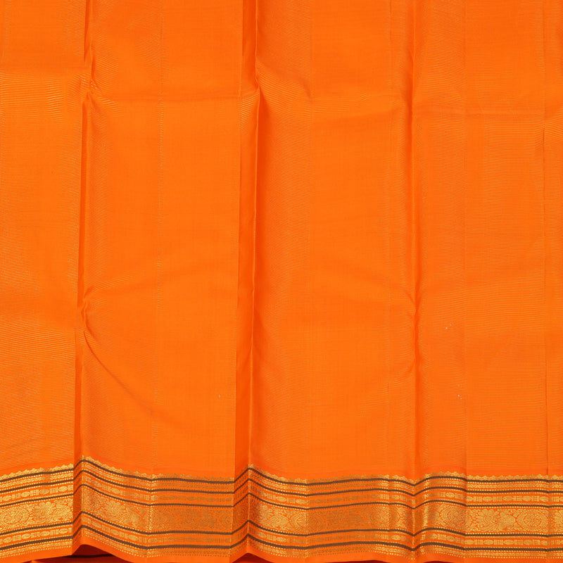 Hayagrivas Handloom Beige Kanjivaram Silk Saree with Orange Border KBF121D2-1