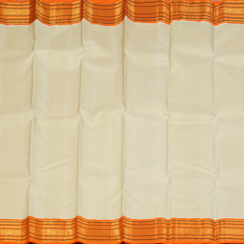 Hayagrivas Handloom Beige Kanjivaram Silk Saree with Orange Border KBF121D2-1
