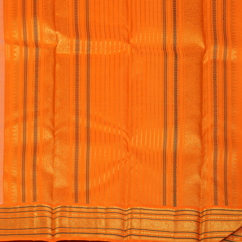Hayagrivas Handloom Beige Kanjivaram Silk Saree with Orange Border KBF121D2-1