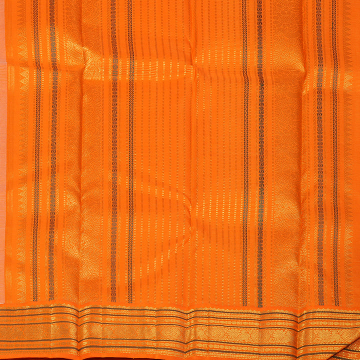Hayagrivas Handloom Beige Kanjivaram Silk Saree with Orange Border KBF121D2-1