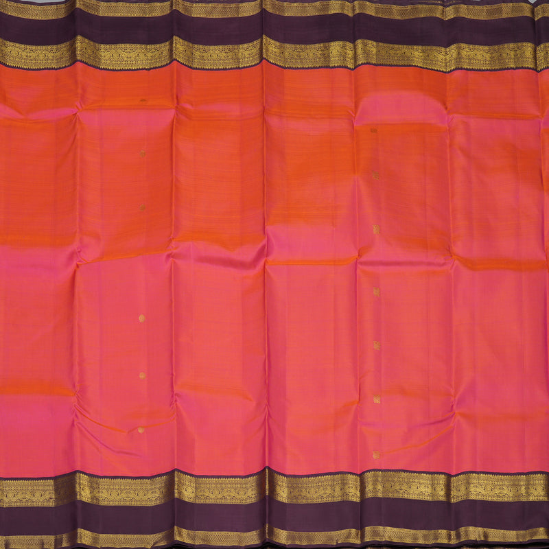 Hayagrivas Handloom Pink Kanjivaram Silk Saree with Plum Purple Border KBF121D2-3