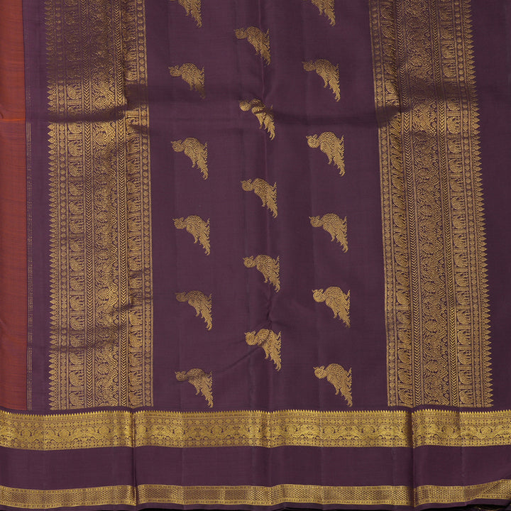 Hayagrivas Handloom Pink Kanjivaram Silk Saree with Plum Purple Border KBF121D2-3