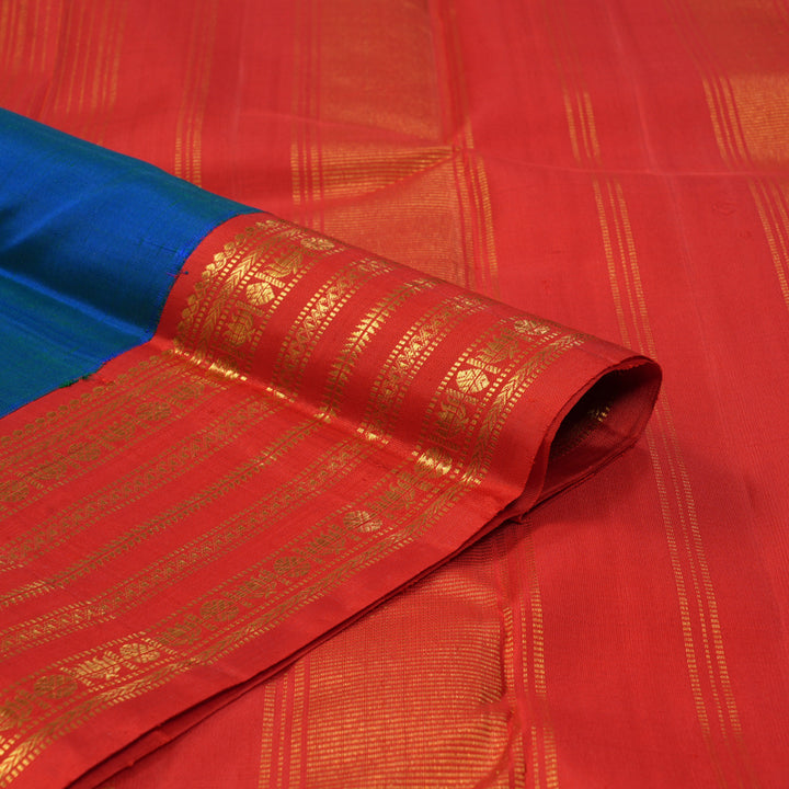 Hayagrivas Handloom Mayilkazhuthu Kanjivaram Silk Saree with Red Border KBF121D3-1
