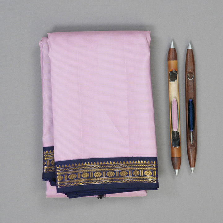 Hayagrivas Handloom Lilac Kanjivaram Silk Saree with Midnight Blue Border KBF121D4-1