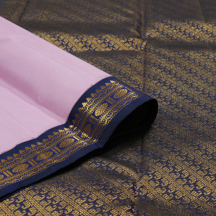 Hayagrivas Handloom Lilac Kanjivaram Silk Saree with Midnight Blue Border KBF121D4-1