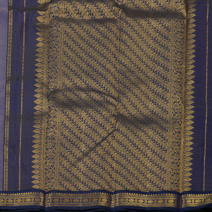 Hayagrivas Handloom Lilac Kanjivaram Silk Saree with Midnight Blue Border KBF121D4-1