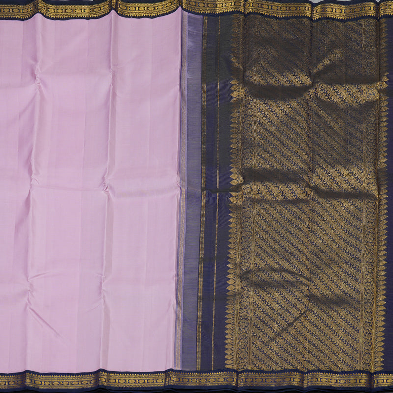Hayagrivas Handloom Lilac Kanjivaram Silk Saree with Midnight Blue Border KBF121D4-1