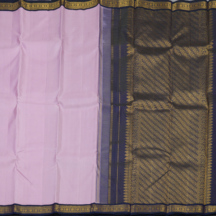 Hayagrivas Handloom Lilac Kanjivaram Silk Saree with Midnight Blue Border KBF121D4-1