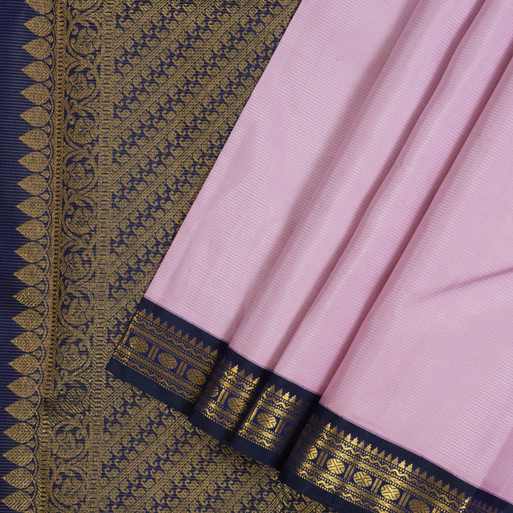 Hayagrivas Handloom Lilac Kanjivaram Silk Saree with Midnight Blue Border KBF121D4-1