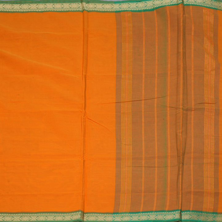 Hayagrivas Mango Yellow Handloom Ten Yards Cotton Saree KBF127D1-1