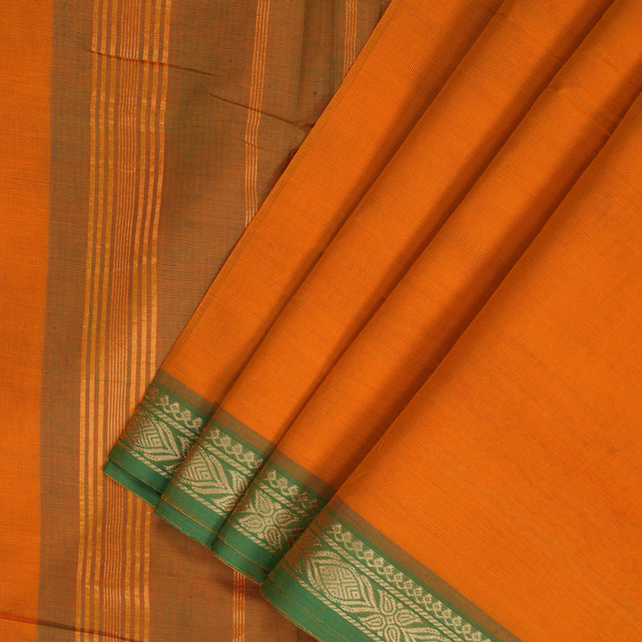 Hayagrivas Mango Yellow Handloom Ten Yards Cotton Saree KBF127D1-1