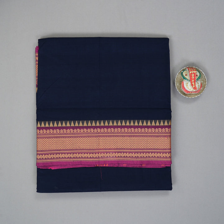 Hayagrivas Navy Blue Handloom Ten Yards Cotton Saree KBF127D2-3