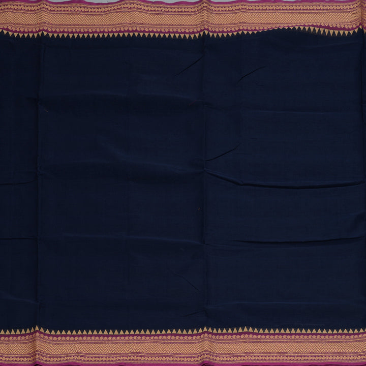 Hayagrivas Navy Blue Handloom Ten Yards Cotton Saree KBF127D2-3
