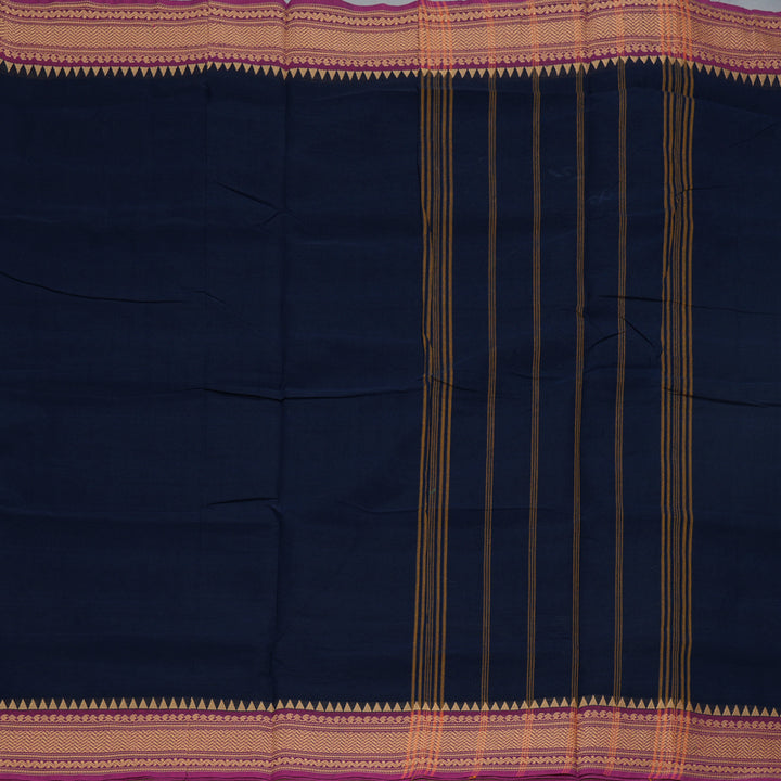 Hayagrivas Navy Blue Handloom Ten Yards Cotton Saree KBF127D2-3