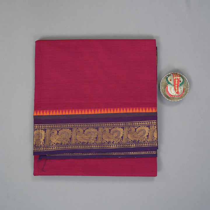 Hayagrivas Magenta Handloom Ten Yards Cotton Saree KBF127D3-2