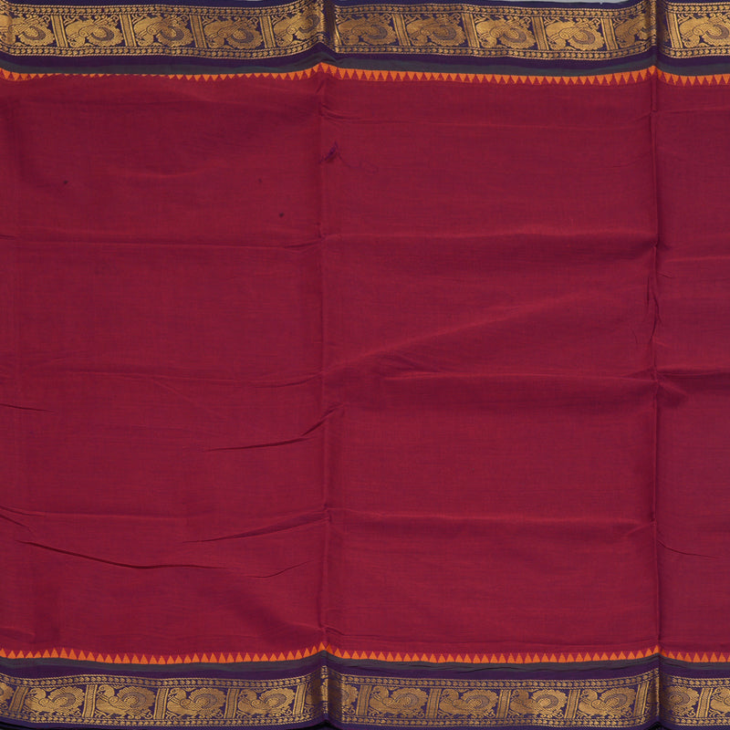Hayagrivas Magenta Handloom Ten Yards Cotton Saree KBF127D3-2