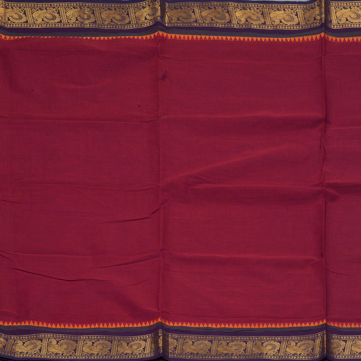 Hayagrivas Magenta Handloom Ten Yards Cotton Saree KBF127D3-2