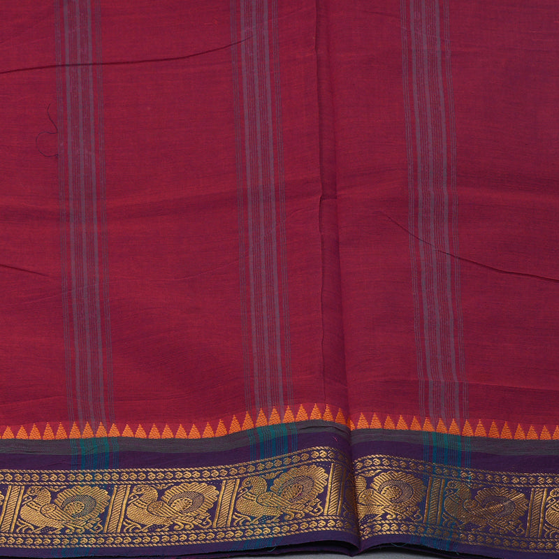 Hayagrivas Magenta Handloom Ten Yards Cotton Saree KBF127D3-2