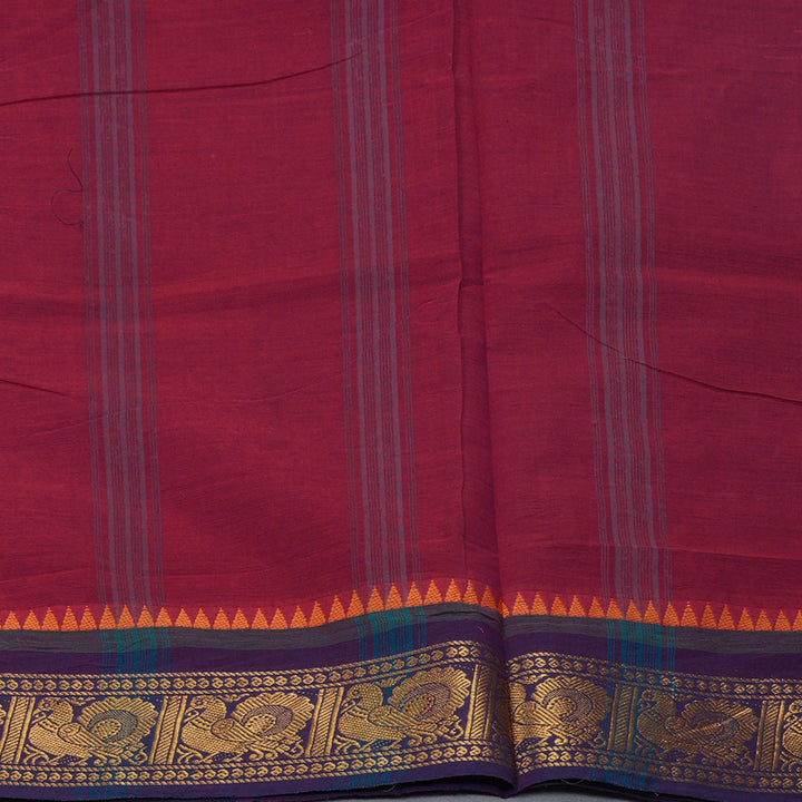 Hayagrivas Magenta Handloom Ten Yards Cotton Saree KBF127D3-2