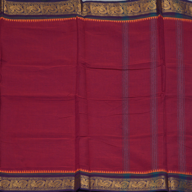Hayagrivas Magenta Handloom Ten Yards Cotton Saree KBF127D3-2