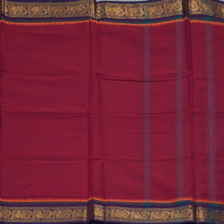 Hayagrivas Magenta Handloom Ten Yards Cotton Saree KBF127D3-2