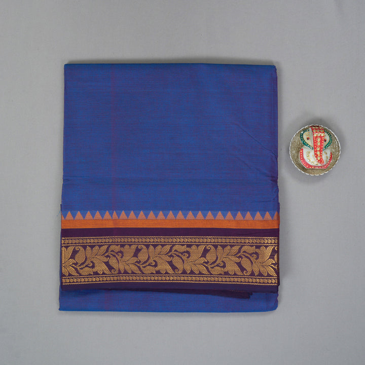 Hayagrivas Purplish-Blue Handloom Ten Yards Cotton Saree KBF127D3-8