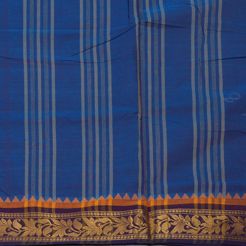 Hayagrivas Purplish-Blue Handloom Ten Yards Cotton Saree KBF127D3-8