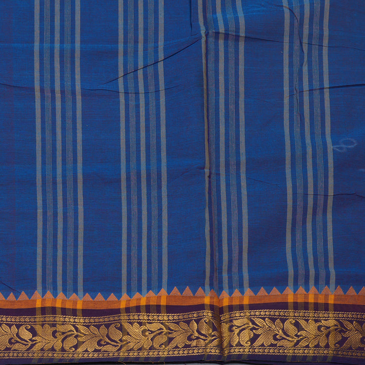 Hayagrivas Purplish-Blue Handloom Ten Yards Cotton Saree KBF127D3-8