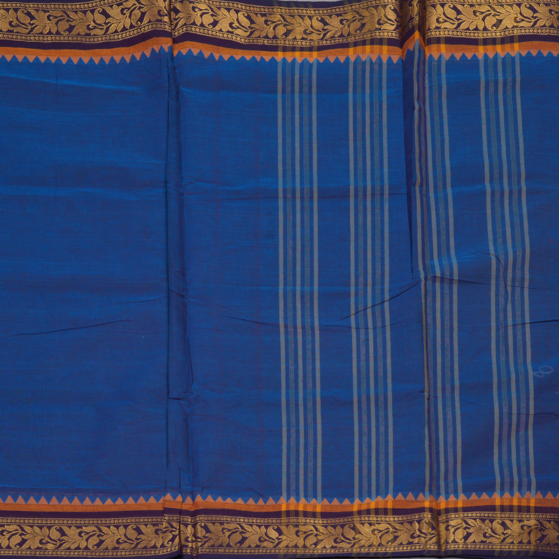 Hayagrivas Purplish-Blue Handloom Ten Yards Cotton Saree KBF127D3-8
