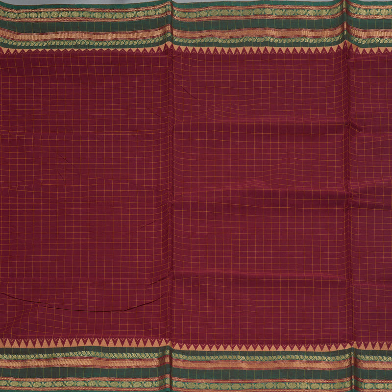 Hayagrivas Maroon Handloom Ten Yards Cotton Saree KBF127D4-10