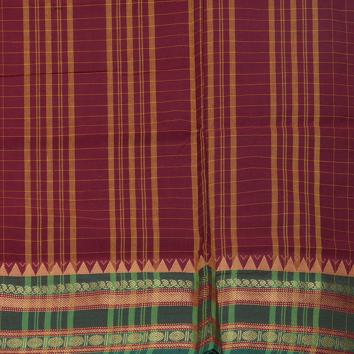 Hayagrivas Maroon Handloom Ten Yards Cotton Saree KBF127D4-10