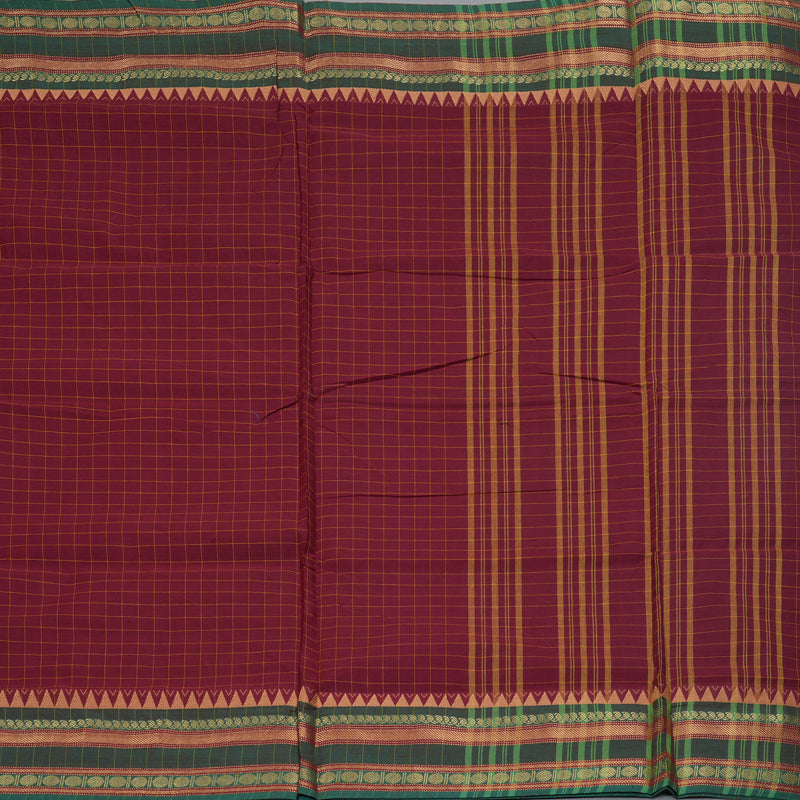 Hayagrivas Maroon Handloom Ten Yards Cotton Saree KBF127D4-10
