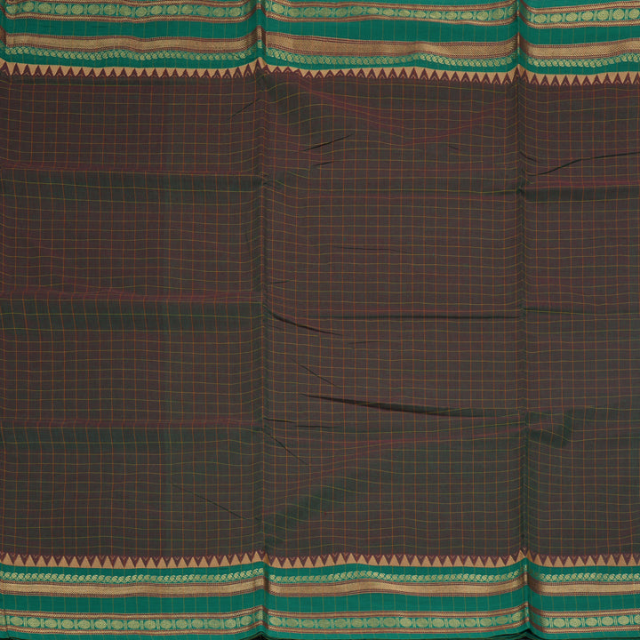 Hayagrivas Manthalir Green Handloom Ten Yards Cotton Saree KBF127D4-2