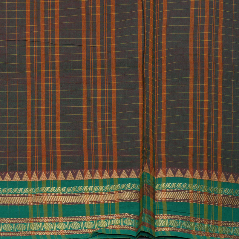 Hayagrivas Manthalir Green Handloom Ten Yards Cotton Saree KBF127D4-2
