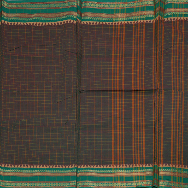 Hayagrivas Manthalir Green Handloom Ten Yards Cotton Saree KBF127D4-2
