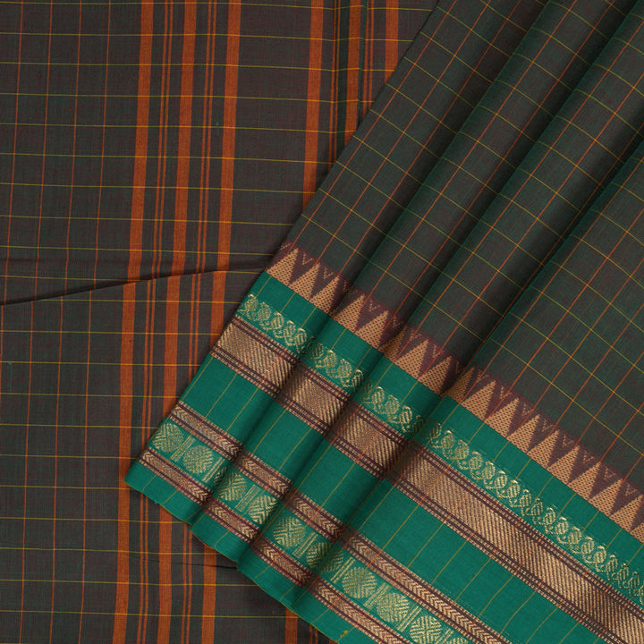 Hayagrivas Manthalir Green Handloom Ten Yards Cotton Saree KBF127D4-2