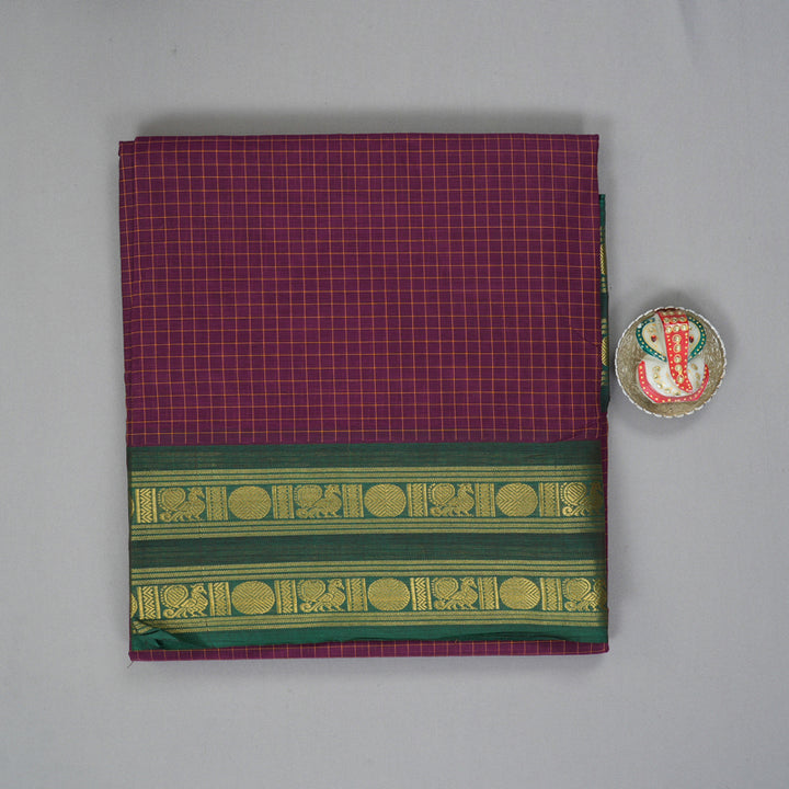 Hayagrivas Purple Handloom Ten Yards Cotton Saree KBF127D5-7