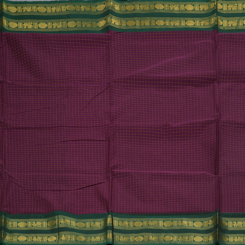Hayagrivas Purple Handloom Ten Yards Cotton Saree KBF127D5-7