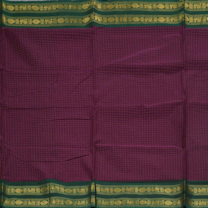 Hayagrivas Purple Handloom Ten Yards Cotton Saree KBF127D5-7
