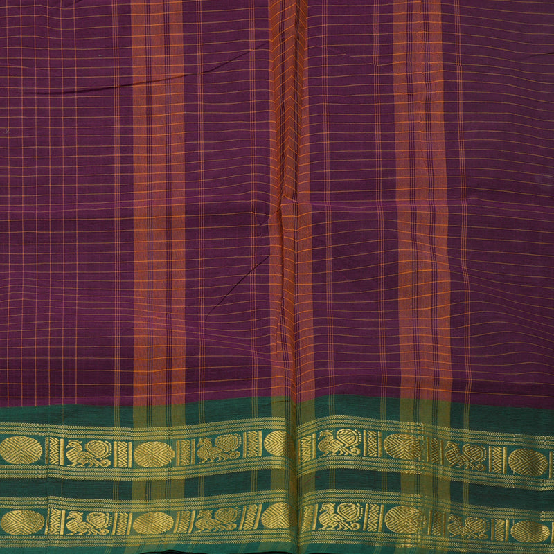Hayagrivas Purple Handloom Ten Yards Cotton Saree KBF127D5-7