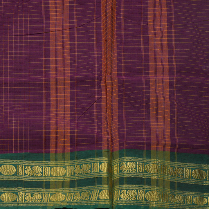 Hayagrivas Purple Handloom Ten Yards Cotton Saree KBF127D5-7